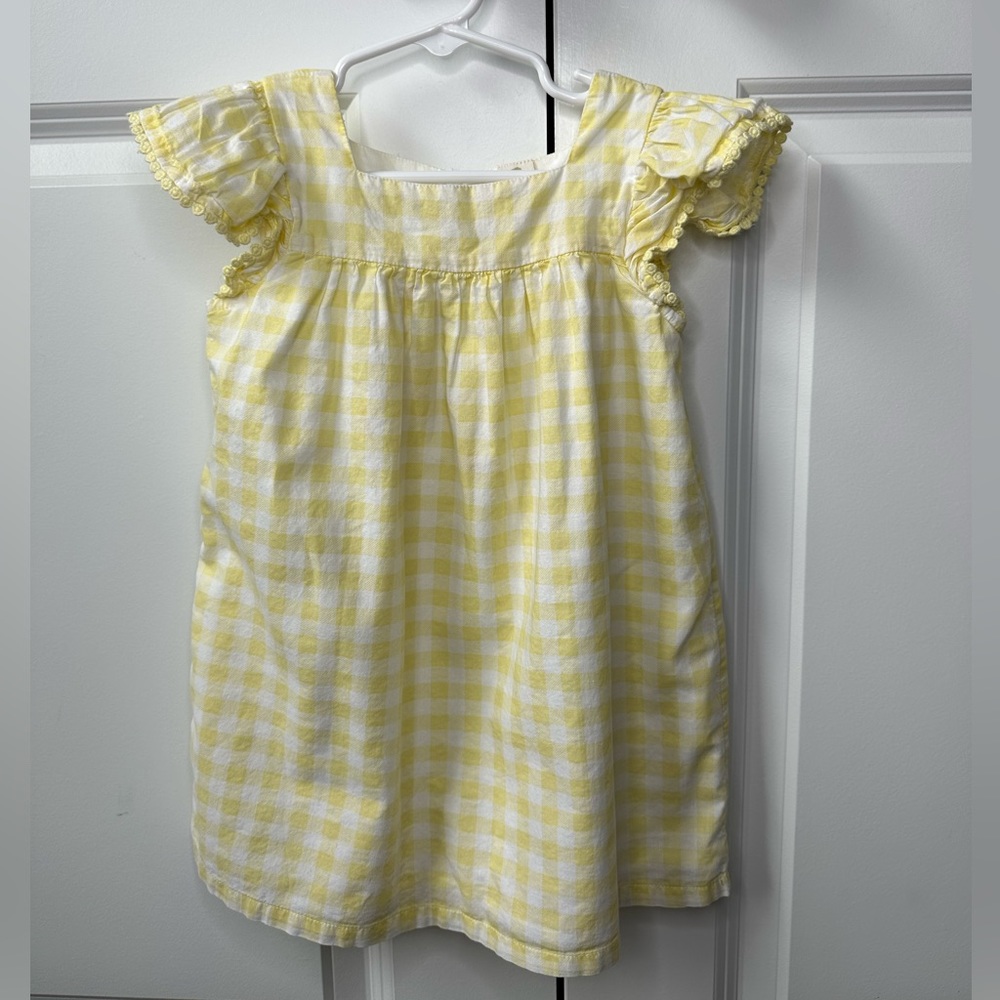Tucker + Tate Girls Gingham Yellow and White Dress (Size 24 Months)